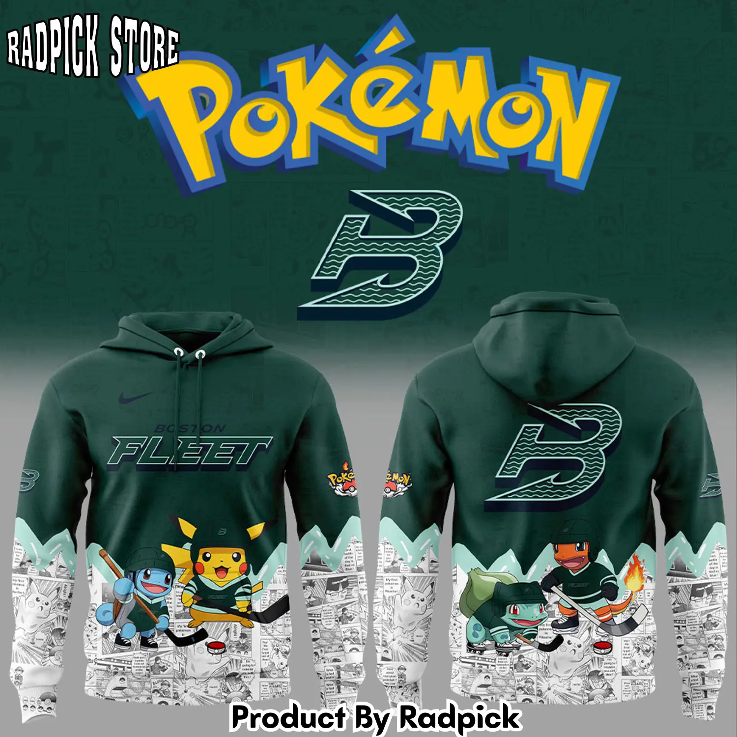 Boston fleet x pokmon new hoodie joggers hoodie and long pants set rp291895
